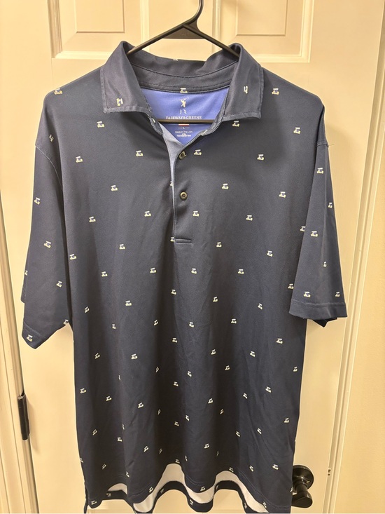 Fairway & Greene Other - Fairway & Greene Navy Polo with Micro Golf Logo Print